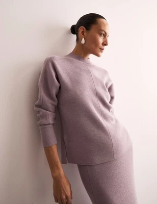 M&S - Jaeger Womens Purple Merino Funnel neck Long sleeved Jumper - Image 1 of 4