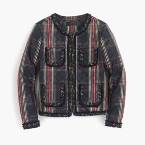 Neu ohne Etikett J. Crew Größe 2 Damenjacke gesteppt Stewart Tartan kariert Stil F8503 - Bild 1 von 12