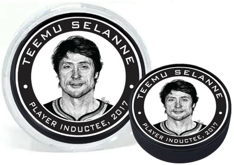 Teemu Selanne Anaheim Ducks 2017 Hall of Fame 3D Textured Puck (in Display Tube) Cover