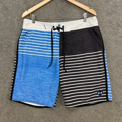 Oakley Shorts Mens 34 Multicoloured Pockets Striped Swim Summer Drawstring 8723 Foto 1 de 4