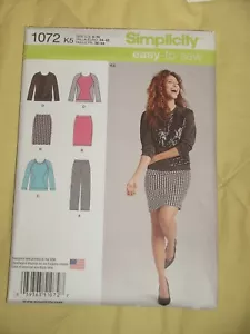 Women's Top Skirt Pants Simplicity Pattern 1072 Size8-16 Uncut - Picture 1 of 2