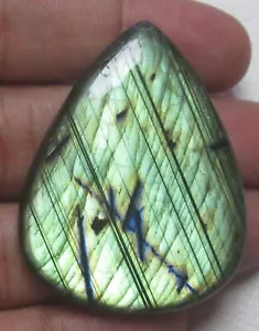 Natural Labradorite Cabochon Heart 108.55 Ct Flat back Loose Gemstone H 8426 - Picture 1 of 5