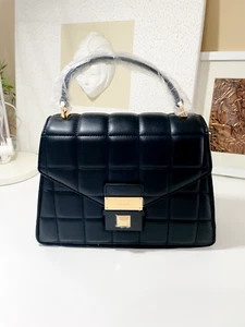 Aldo Faux Leather Women Black Top Handle Tote Crossbody Front Padded Bag - Picture 1 of 6