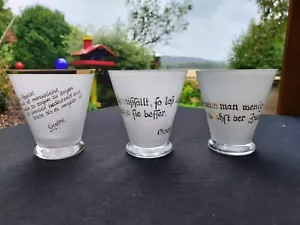 Glasbecher mit Zitaten von Goethe Milchglas 3 Stück Set - Bild 1 von 5