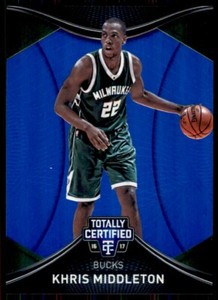 2016-17 Panini Totally Certified Blue Khris Middleton 02/99 Milwaukee Bucks