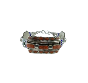 Bracciale Tibetano in Argento e Pietre - Foto 1 di 5
