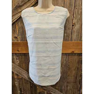 Camiseta sin mangas Sharagano para mujer Tencel a rayas con botones laterales lyocell XL verano azul ^  Foto 1 de 4