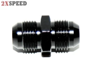 -8AN Male to -8AN Male Thread Straight Aluminum Anodized Fitting Adapter Black - Foto 1 di 4