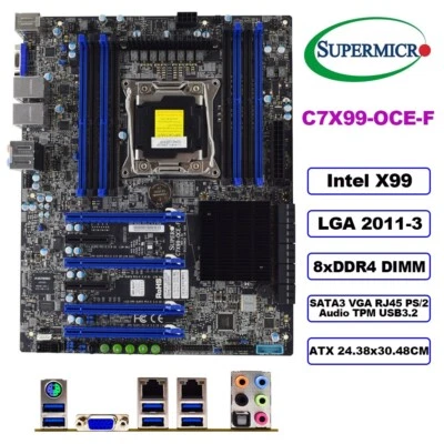 Supermicro LGA2011-3 Motherboard C7X99-OCE-F Intel X99 DDR4 for Intel Core i7/i5 - Image 1 of 4