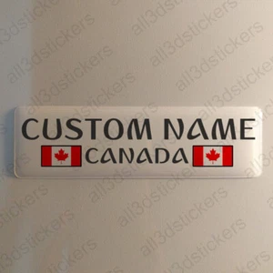 Canada Sticker Custom Name 4.70x1.18" Domed Resin 3D Stickers Flag Gel Adhesive - Picture 1 of 1