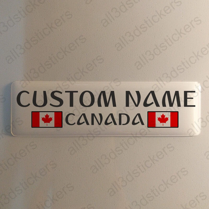 Canada Sticker Custom Name 4.70x1.18" Domed Resin 3D Stickers Flag Gel Adhesive - Image 1 of 1