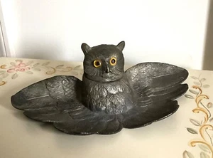 Antique Cast Iron Figural Owl Ink Well tray - Picture 1 of 7