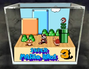 Super Mario Bros 3 - Cubo 3D Diorama Hecho a Mano - Videojuegos - Shadowbox - Imagen 1 de 1