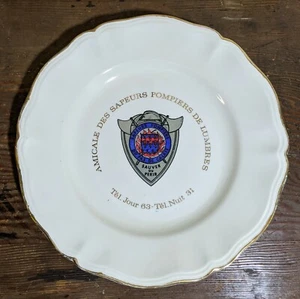 Vintage Sarreguemines Francia piatto amichevole dei vigili del fuoco - Foto 1 di 7