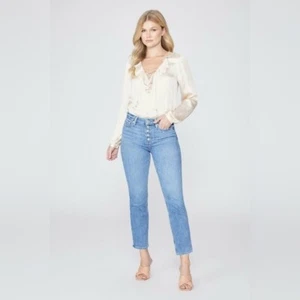 Jeans Paige, Cindy Crop Distressed, taglia 32, colore-dice qualsiasi cosa, nuovo con etichetta - Foto 1 di 9