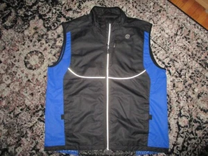 GOLD'S GYM VEST JACKET Workout Performance Wear Running Black Blue L/XL - Picture 1 of 5