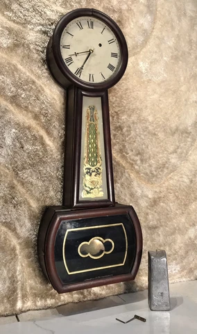 8 Day antique,USA TAYLOR& co ,Banjo clock,one weight Driven,mechanical Movement Cover