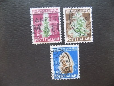 (3) used ITALY stamps off paper -Scott # 544-46-C. SET-1950 EUROPEAN TOBACCO CON - Image 1 of 2