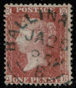 1856 1d Rojo SG40 Pl 47 QB Excelente Escaso Azul-Verde BALLINASLOE VFU Cat. £375.00 - Imagen 1 de 1