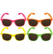 Neon Glasses with Dark Lenses - Adult Size Fun Novelty Dress Up10 Pairs