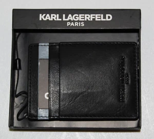 Neu im Karton Karl Lagerfeld Paris schwarz Leder 3 Fächer Kreditkartenetui mit Geldklammer - Bild 1 von 7