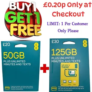 EE Sim Card Pay As You Go £30 Pack 125GB Data Unlimited Mini Micro&Nano PAYG - Picture 1 of 10