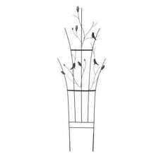 Panacea Curved Leaf and Bird Trellis, Black and Brushed Bronze 1.8m