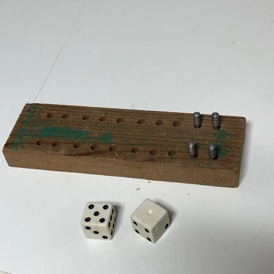 VTG Wood Travel Game Drag Race Go To The Races Activity Heavy Metal Pegs Tactile - Image 1 of 4
