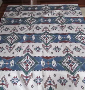 Vintage Southwest Aztec Print Fleece Blanket Size 72 x 90 White Multicolored - Picture 1 of 9