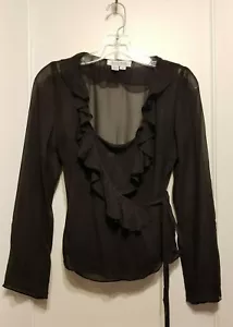 KAY UNGER 100% Seide Rüschen-Wickeltop, schwarz, gefüttert, Größe 4, gebraucht - Bild 1 von 7