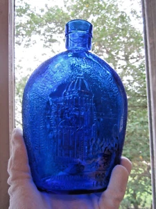 Chapel U S Naval Academy Annapolis MD Cobalt Blue Bottle  1845  7.5" - Picture 1 of 9