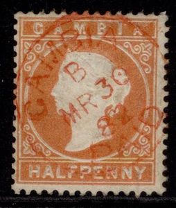Gambia QV SG10B, 1/2d orange, sehr guter Zustand. Katze 28€. CDS - Bild 1 von 1