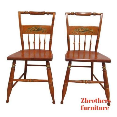 Pair Bent Brothers Plank Bottom Dining Room Desk Side Chairs Cover
