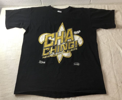 Vintage New Orleans Saints NFL Football T-Shirt Cha Ching! Salem SZ L Black Cover