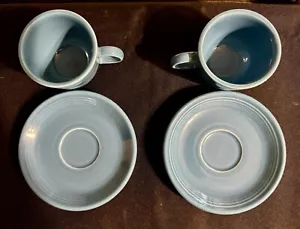 4 Pc Fiestaware Peacock Blue Coffee Tea Cup & Saucer Set Homer Laughlin Mint !! - Picture 1 of 15