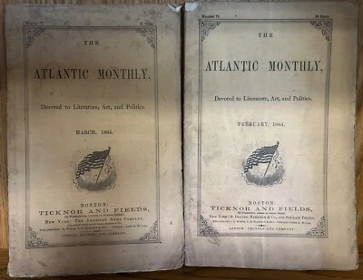 Lot Of 2 Atlantic Monthly Magazines From 1864 Feb. March - Image 1 of 3