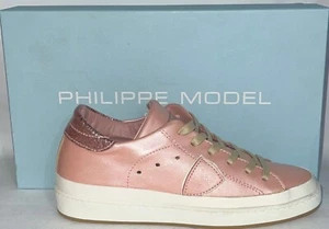 PHILIPPE MODEL Sneaker in pelle Donna Woman Rosa/gomma bianca Size Eu 37 PLM013L - Picture 1 of 6