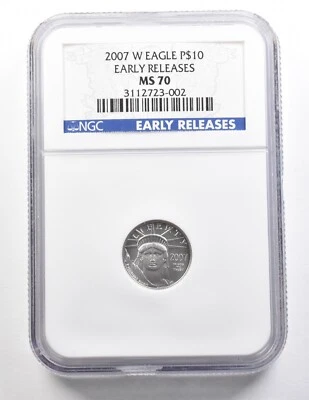 2007-W $10 American Platinum Eagle Early Releases 1/10 Oz 0.1 Oz MS70 NGC *3730 - Image 1 of 3