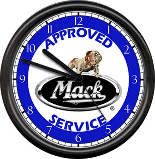 OFF THE WALL CLOCKS Mack Truck Approved Repair Mechanic Service Bull Dog Advertising Sign Wall Clock