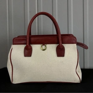 Etienne Aigner Vintage Canvas Leder Top Handle Satchel Bag 90’s Handtasche - Bild 1 von 13