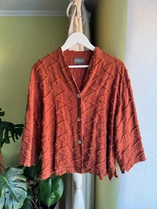 Oska Oversized Linen Button Blazer Embroidered Pattern Size 3 Women - Picture 1 of 22