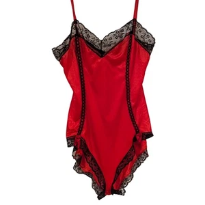 Roter Dessous Body Van Blume Spitzenbesatz Teddy Strampler groß - Bild 1 von 8