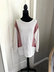 Sweet Claire Cream Long Sleeve Sweater With Pink And Red Accents Size Small - Picture 1 of 6