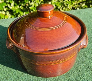 LARGE Vintage Stoneware casserole Pot With Lid, Brown, 10" dia", 5 litres - Picture 1 of 13