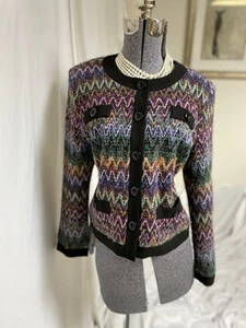 Tavora Blazer Size 14P Fits Like 12P Zig Zag Jacket Lined Pockets Wool Blend - Picture 1 of 24