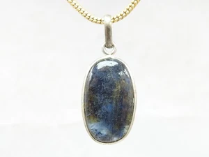 Moss Kyanite Smooth Oval Shape Cabochon Silver Polished Metal Pendent 23X13X5 MM - Picture 1 of 10