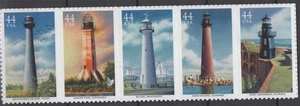 SC# 4409-13 - 2009 44¢ Gulf Coast Lighthouses - MNH Se-Tenant Strip of 5 Stamps - Picture 1 of 1