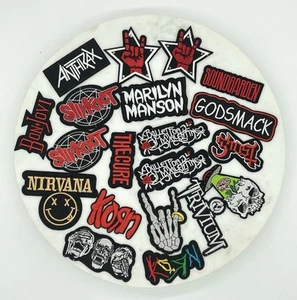 Mixed Lot 20 Rock Band Patch Iron-on Appliqué Nirvana Slipknot Manson Korn NEW - Picture 1 of 2