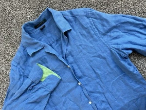 Lauren Ralph Lauren Womens M 100% Linen Button Down Shirt Top 3/4 Sleeve EUC - Picture 1 of 10