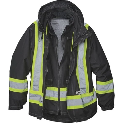 Gravel Gear Men's High Visibility 4-in-1 Safety Parka, Lime, Medium, Class 3 - Image 1 of 4